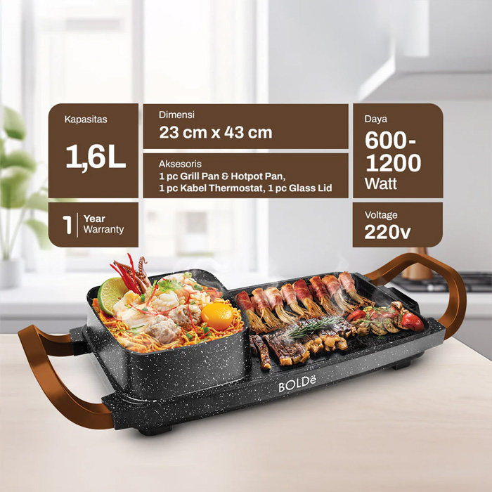 Bolde Super Grill 2 In 1 Electric 1.6 L 
